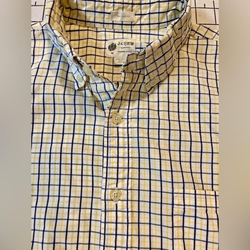 J. Crew Men’s Medium Yellow/Blue Tailored Fit Button Down Shirt